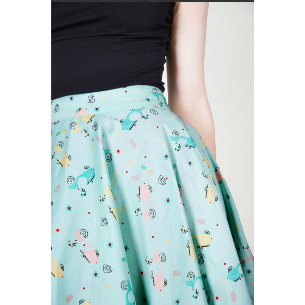 Voodoo Vixen Aqua Floral Midi Skirt - Picture 2 of 9